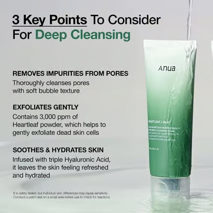 Anua Heartleaf Quercetinol Pore Deep Cleansing Foam 150 ml 5.07 Fl.Oz